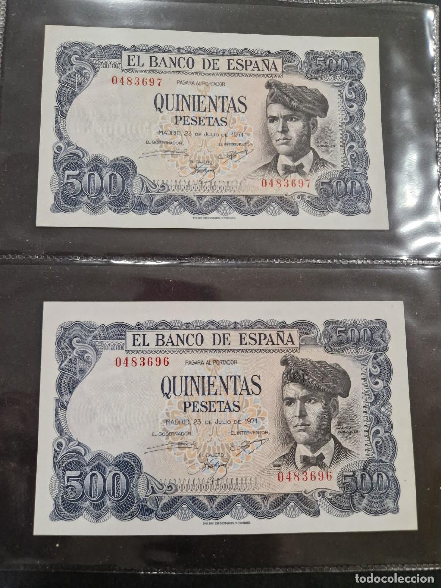 Billetes espa&ntilde;oles: Pareja de billetes de 500 pesetas Jacinto Verdaguer 1971.