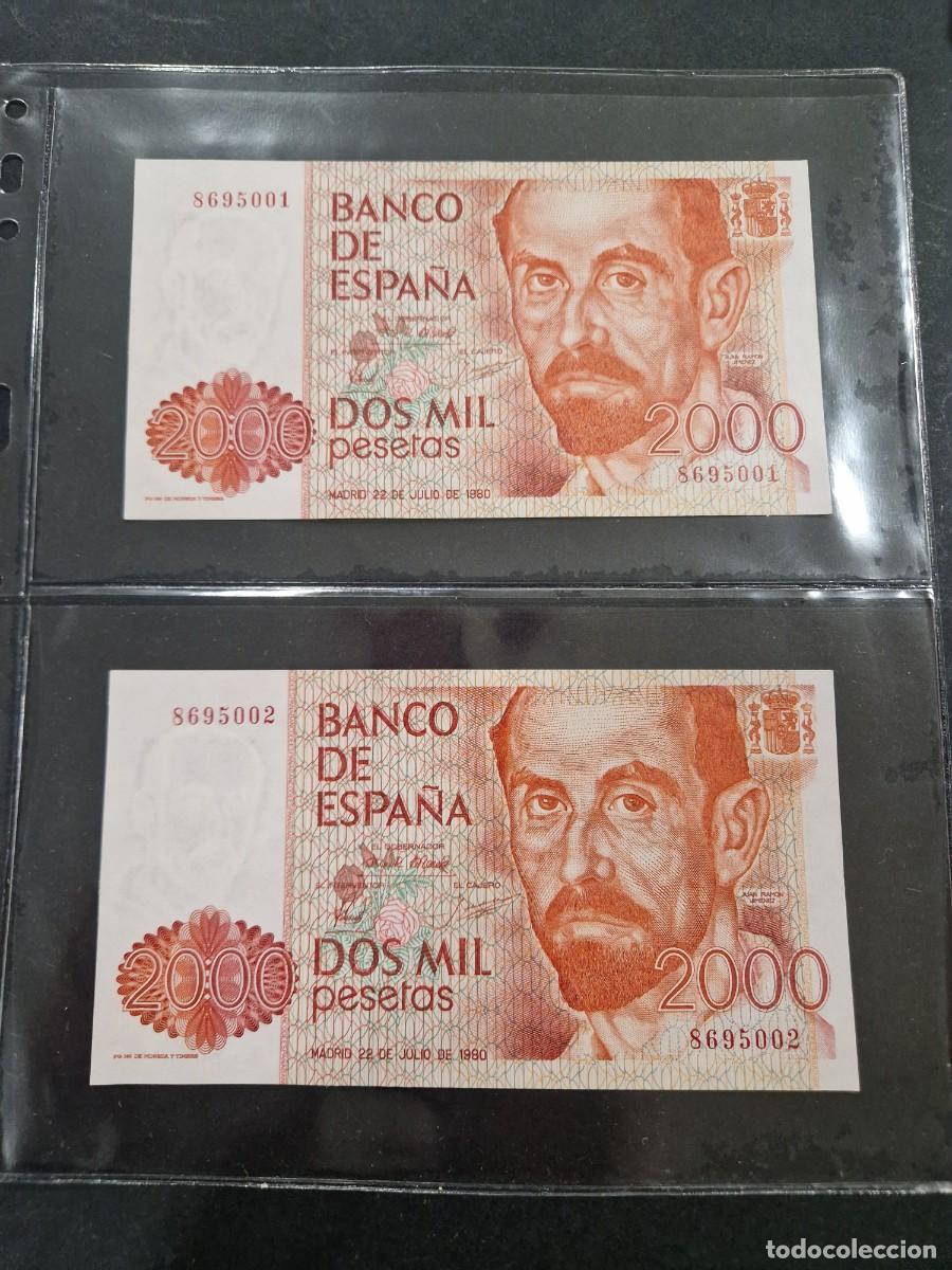 Billetes espa&ntilde;oles: Billete de Espa&ntilde;a 2000 Pesetas 1980. Pareja Sin Serie.