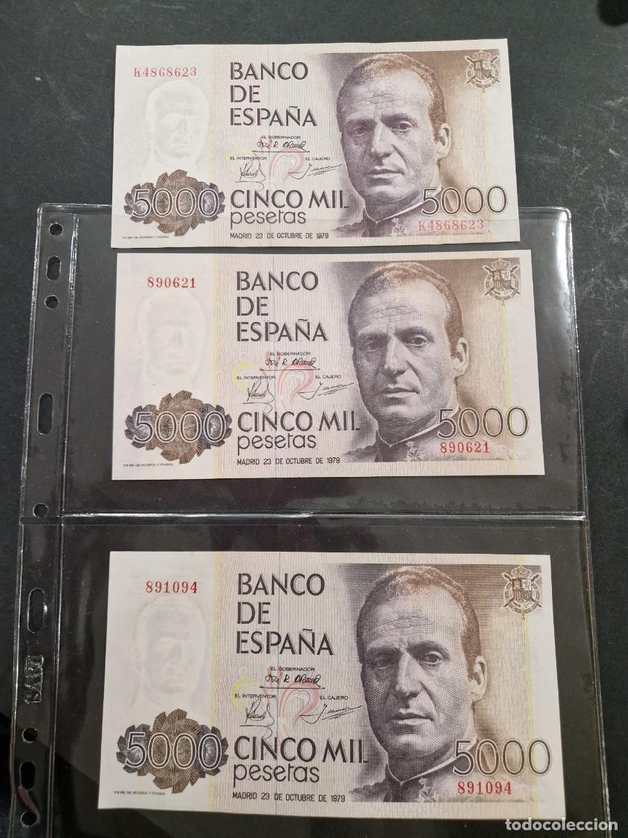 Billetes espa&ntilde;oles: Tr&iacute;o de billetes de 5000 pesetas 1979, S/C
