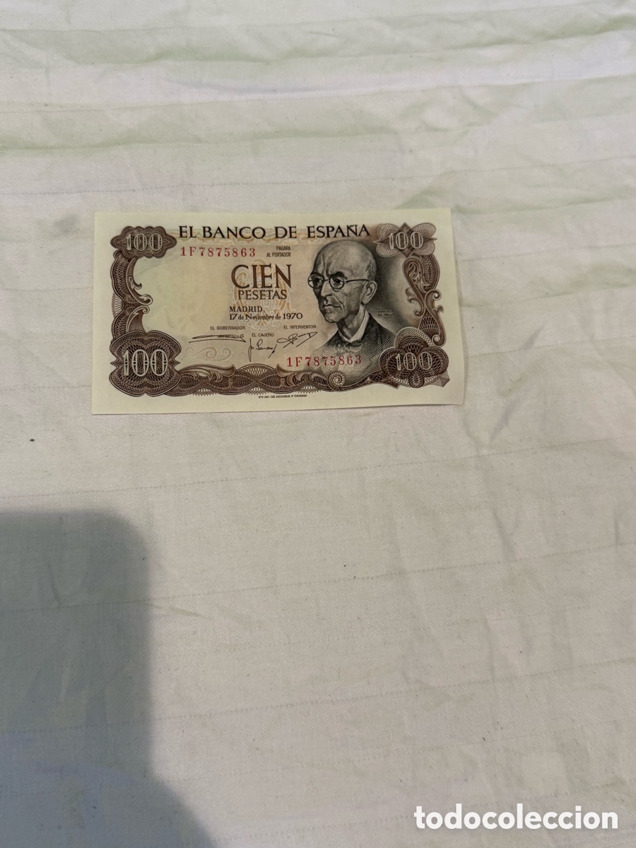 Spanish Banknotes: Billete original Espa&ntilde;a 100 Pesetas 1970 &ndash; Manuel de Falla &ndash; Serie 1F &ndash; 1F7875863 &ndash; Plancha