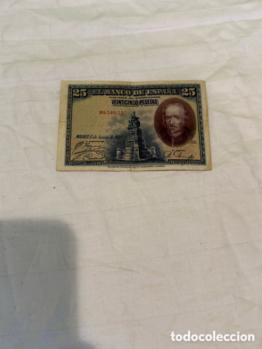 Billets espagnols: Billete original Espa&ntilde;a 25 Pesetas 1928 &ndash; Calder&oacute;n de la Barca &ndash; Serie B &ndash; B6.346.557