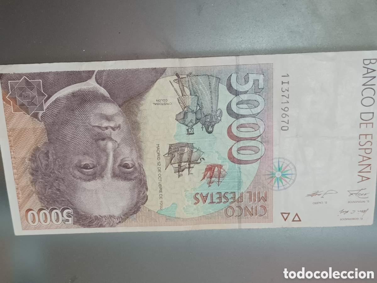 Billetes espa&ntilde;oles: BILLETE DE 5000 PESETAS DE 12 DE OCTUBRE DE 1992 SERIE 1I3719670
