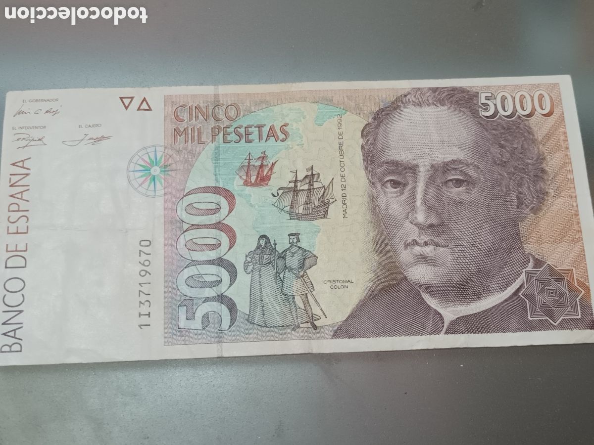 Billetes espa&ntilde;oles: BILLETE DE 5000 PESETAS DE 12 DE OCTUBRE DE 1992 SERIE 1I3719670