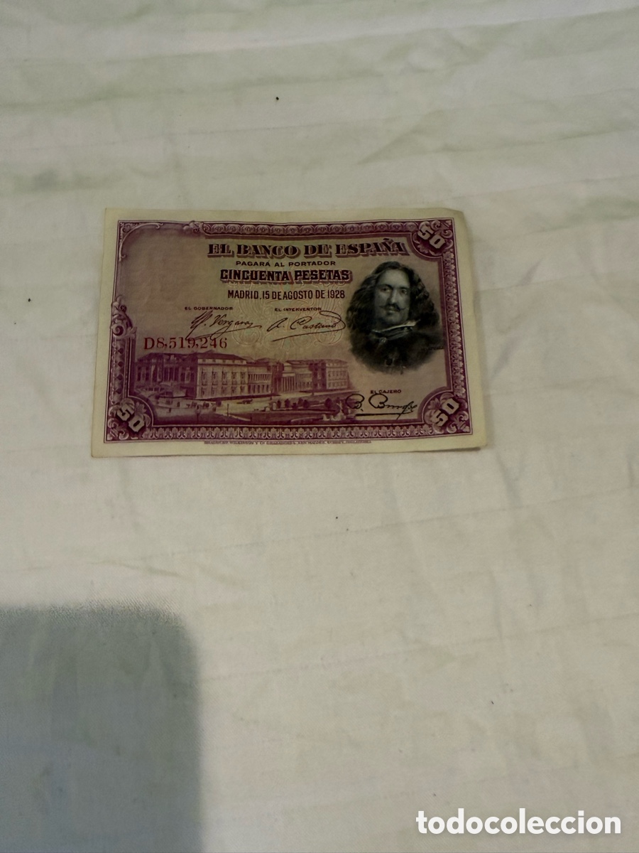 Banconote spagnole: 50 Pesetas 1928 Vel&aacute;zquez &ndash; Serie D &ndash; Banco de Espa&ntilde;a