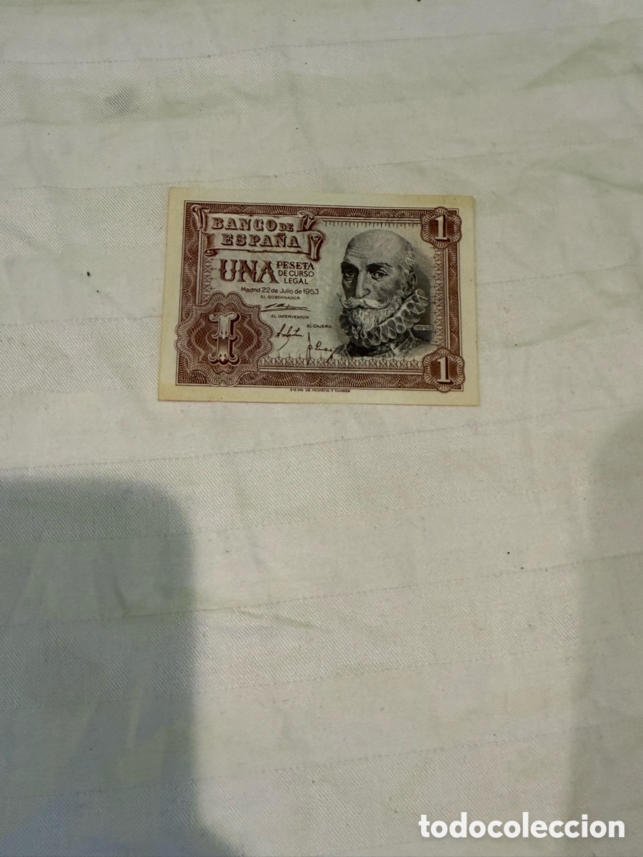 Billets espagnols: 1 Peseta 1953 &Aacute;lvaro de Baz&aacute;n &ndash; Serie X &ndash; Banco de Espa&ntilde;a