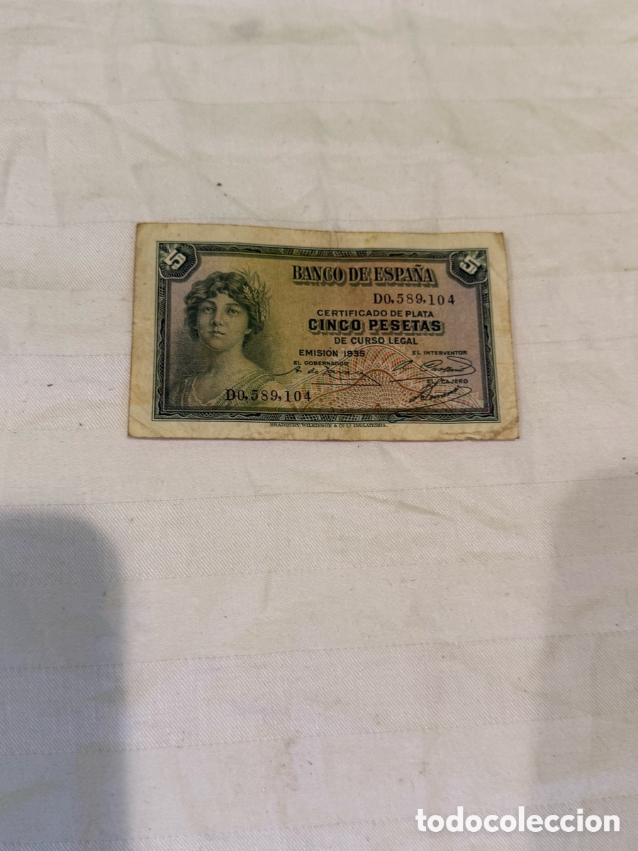 Billets espagnols: 5 Pesetas 1935 &ndash; Certificado de Plata &ndash; Serie D
