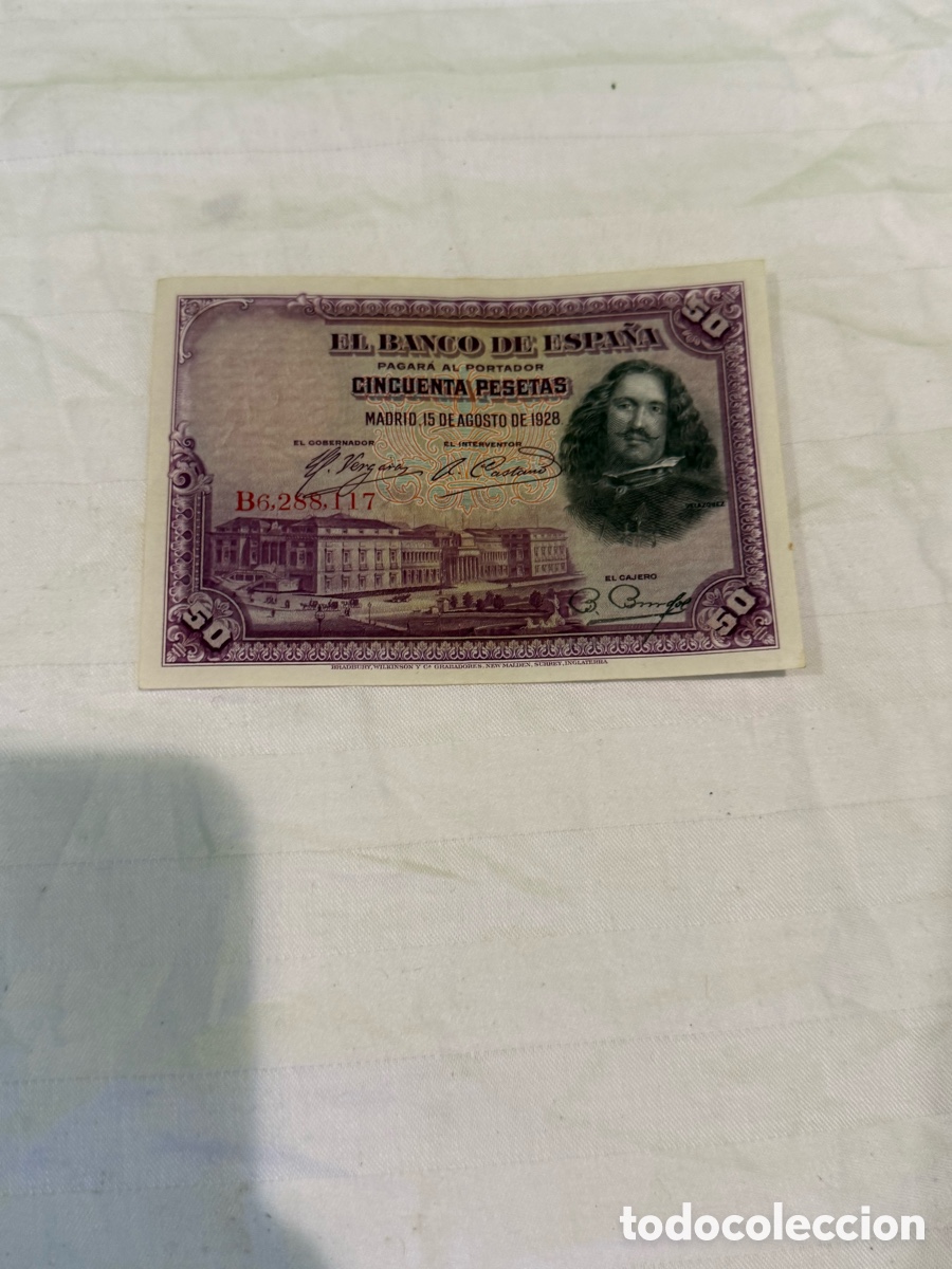 Billets espagnols: 50 Pesetas 1928 Vel&aacute;zquez &ndash; Serie B &ndash; Banco de Espa&ntilde;a