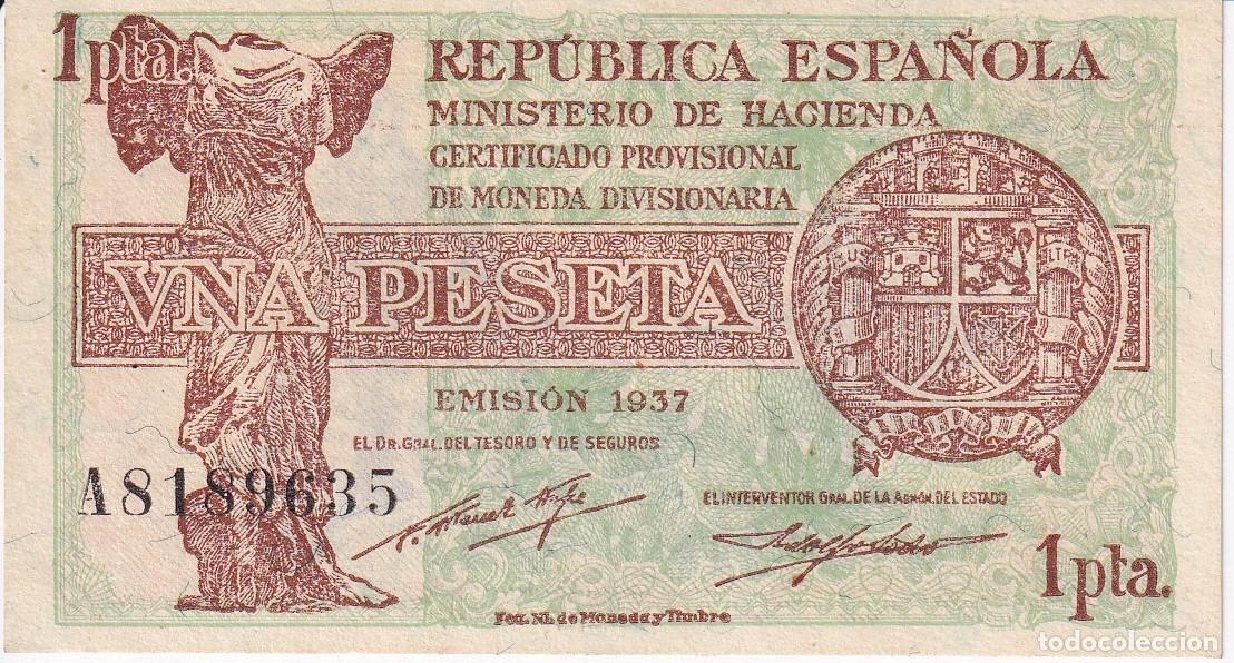 Banconote spagnole: BILLETE DE 1 PESETA DEL A&Ntilde;O 1937 SERIE A DE LA REPUBLICA ESPA&Ntilde;OLA SIN CIRCULAR (SC)