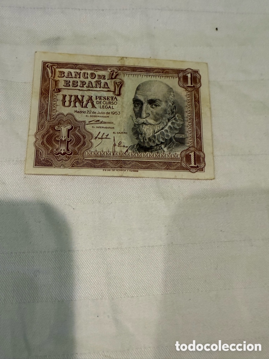 Billets espagnols: 1 Peseta 1953 &Aacute;lvaro de Baz&aacute;n &ndash; Serie Z &ndash; Banco de Espa&ntilde;a