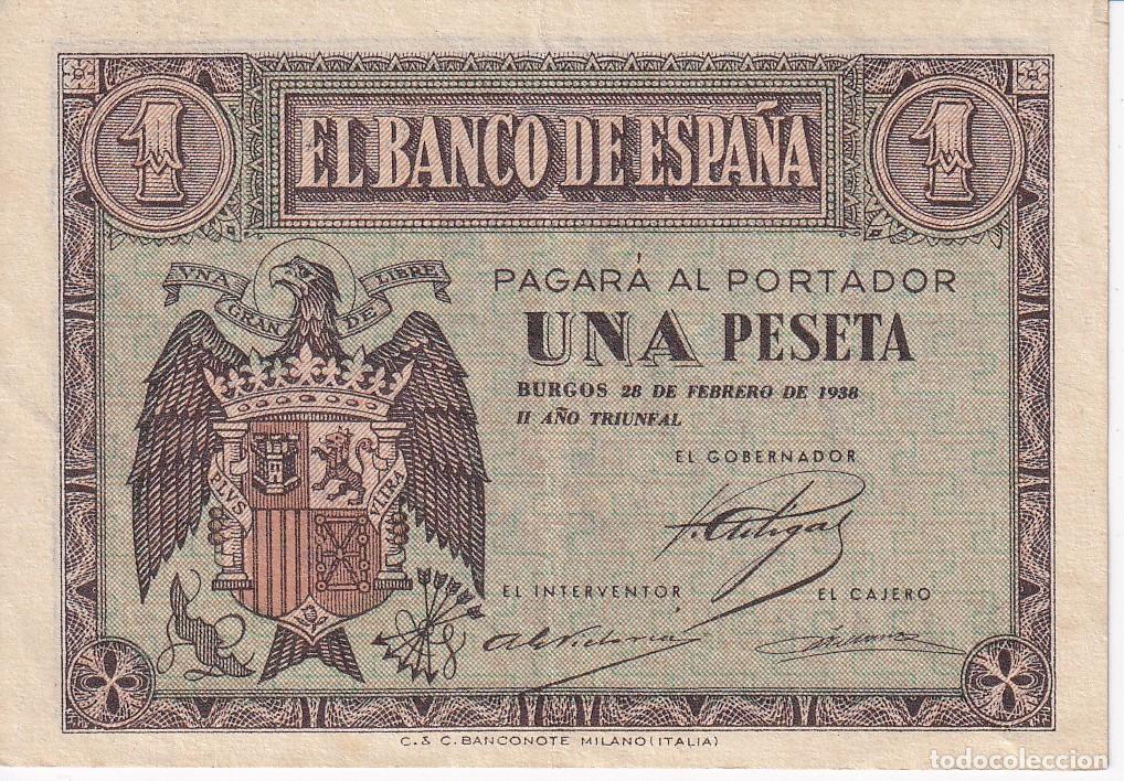 Billets espagnols: BILLETE DE 1 PESETA DE BURGOS DEL 28 DE FEBRERO DEL A&Ntilde;O 1938 SERIE E EN CALIDAD EBC