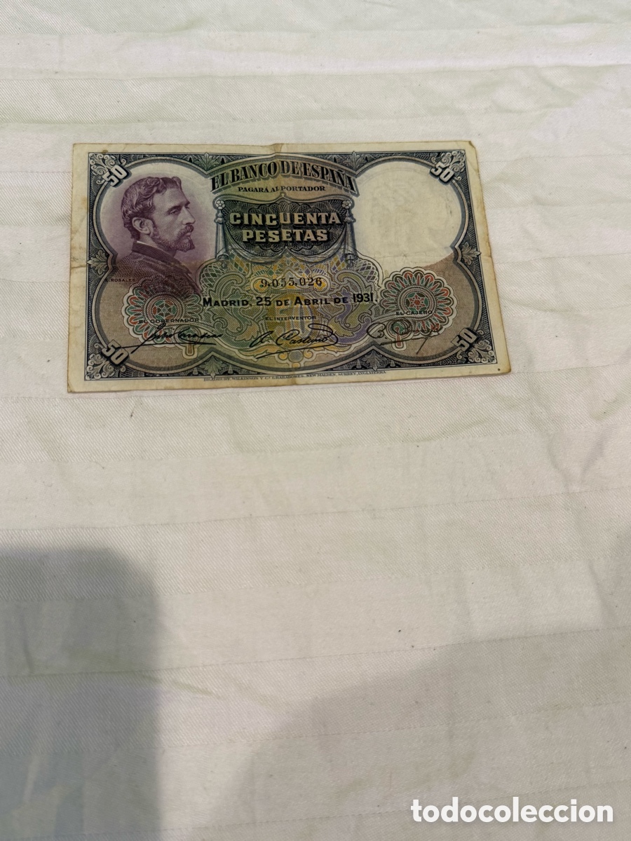 Spanish Banknotes: 50 Pesetas 1931 Eduardo Rosales &ndash; Banco de Espa&ntilde;a &ndash; Sin Serie