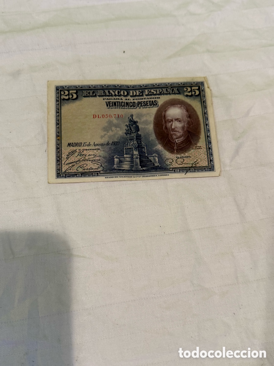 Billets espagnols: 25 Pesetas 1928 Calder&oacute;n de la Barca &ndash; Serie D