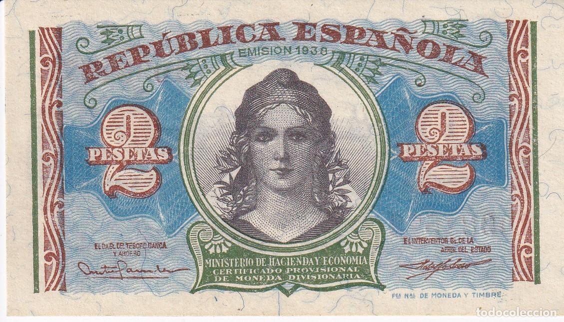 Spanish Banknotes: PAREJA CORRELATIVA DE 2 PESETAS DEL A&Ntilde;O 1938 SERIE A DE LA REPUBLICA ESPA&Ntilde;OLA SIN CIRCULAR (SC)