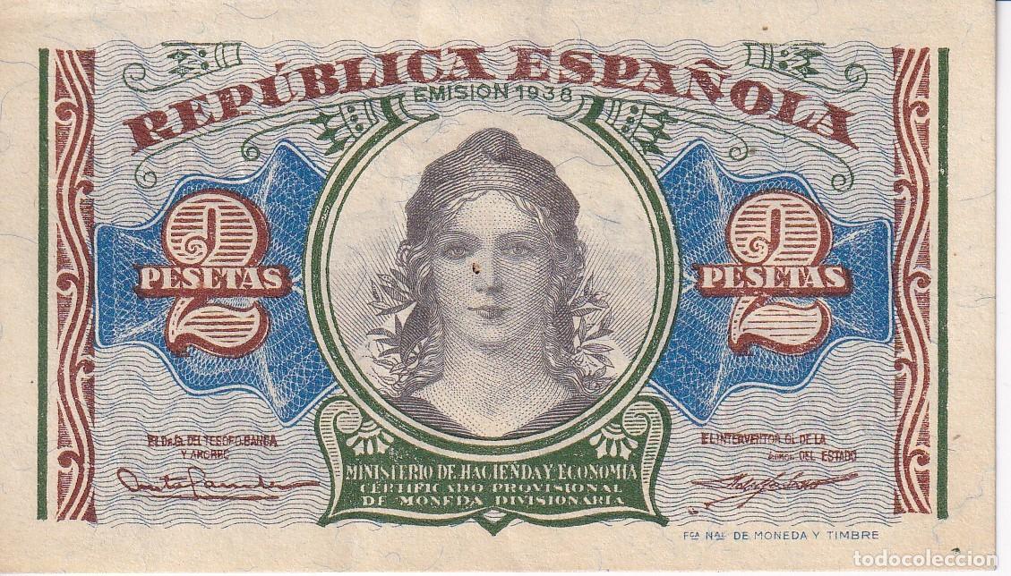 Billets espagnols: BILLETE DE 2 PESETAS DEL A&Ntilde;O 1938 SERIE A DE LA REPUBLICA ESPA&Ntilde;OLA EN BUENA CALIDAD