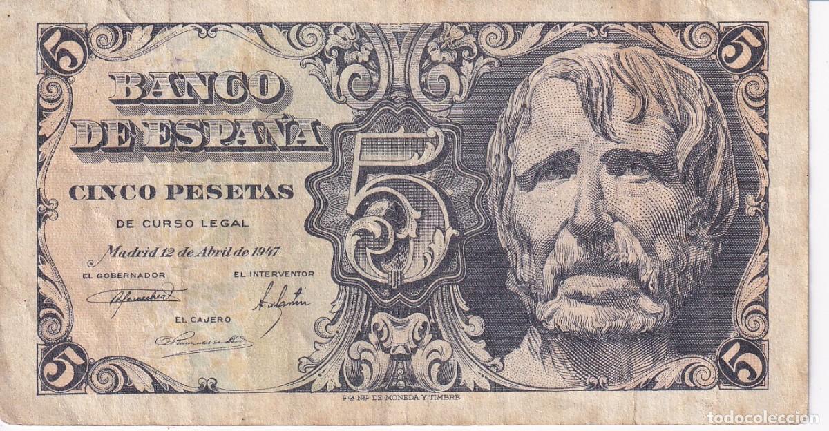 Spanish Banknotes: BILLETE DE 5 PESETAS DEL A&Ntilde;O 1947 DE SENECA SERIE A