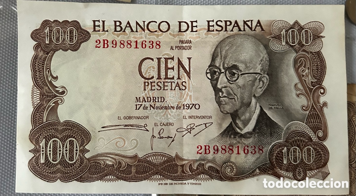 Spanish Banknotes: Espa&ntilde;a &ndash; 100 Pesetas 1970 &ndash; Manuel de Falla &ndash; Serie 2B &ndash; Banco de Espa&ntilde;a