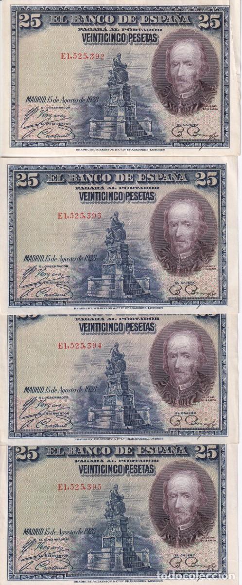 Billets espagnols: CUARTETO CORRELATIVO DE 25 PESETAS DEL A&Ntilde;O 1928 DE LA SERIE E EN CALIDAD EBC