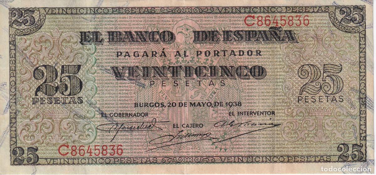 Billets espagnols: BILLETE DE BURGOS DE 25 PESETAS DEL A&Ntilde;O 1938 DE LA SERIE C EN BUENA CALIDAD