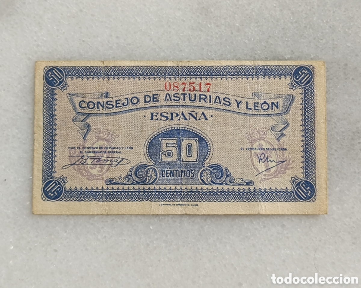 Billetes espa&ntilde;oles: Billete 50 c&eacute;ntimos Asturias y Le&oacute;n 1937