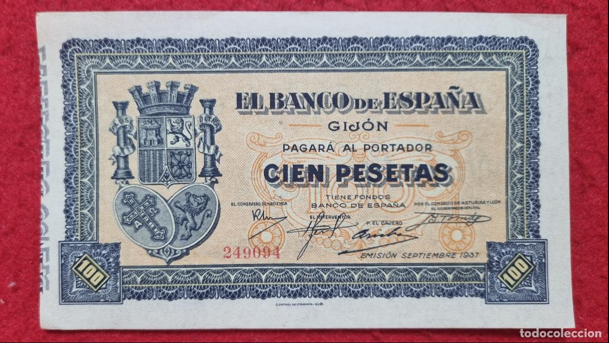 Billetes espa&ntilde;oles: BILLETE 100 PESETAS BANCO ESPA&Ntilde;A DE GIJON 1937 SIN CIRCULAR SIN SERIE ORIGINAL T094