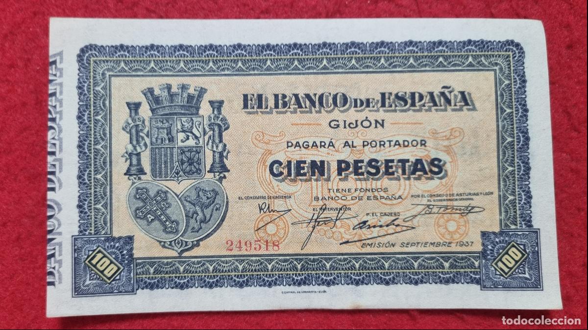 Billetes espa&ntilde;oles: BILLETE 100 PESETAS BANCO ESPA&Ntilde;A DE GIJON 1937 SIN CIRCULAR SIN SERIE ORIGINAL T518