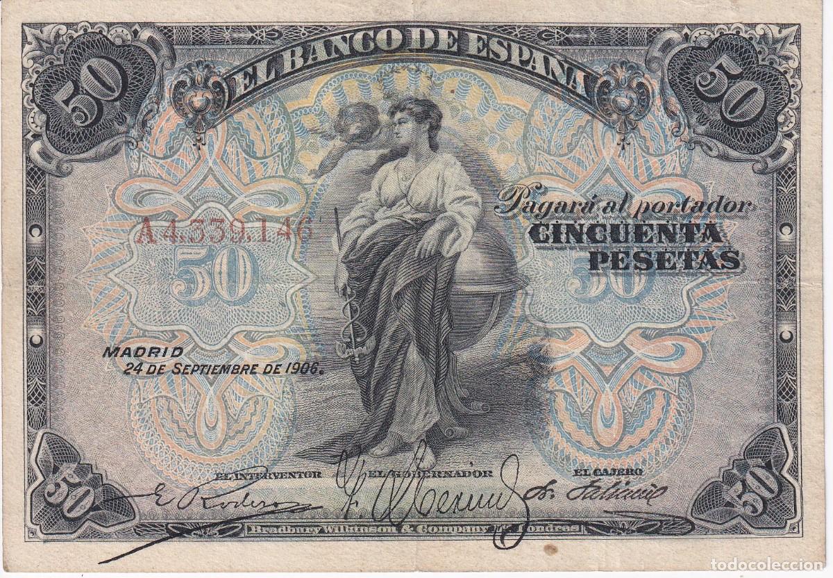 Billets espagnols: BILLETE CLASICO DE 50 PESETAS DEL A&Ntilde;O 1906 SERIE A EN BUENA CALIDAD
