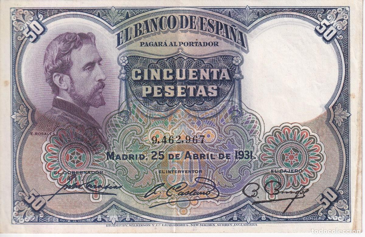 Billets espagnols: BILLETE DE 50 PESETAS DEL A&Ntilde;O 1931 DE E. ROSALES SIN SERIE EN BUENA CALIDAD