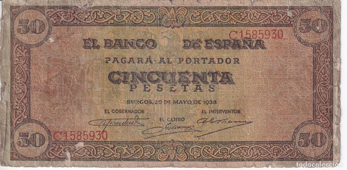 Billets espagnols: BILLETE DE BURGOS DE 50 PESETAS DEL A&Ntilde;O 1938 DE LA SERIE C