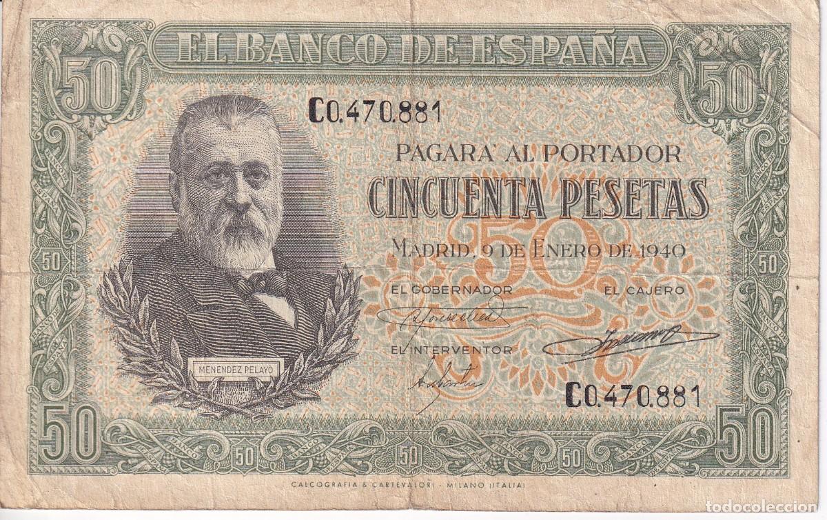 Billets espagnols: BILLETE DE 50 PESETAS DEL A&Ntilde;O 1940 DE MENENDEZ PELAYO DE LA SERIE C