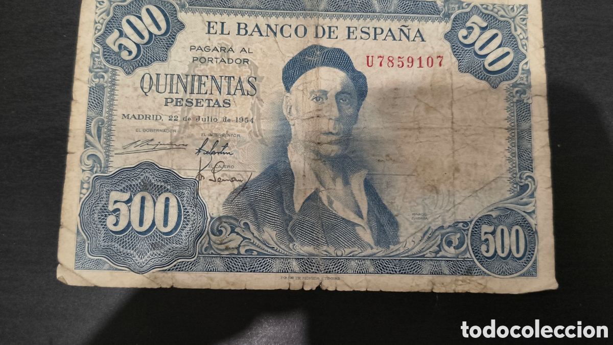 Billetes espa&ntilde;oles: QUINIENTAS PESETAS 1954 - Foto 3