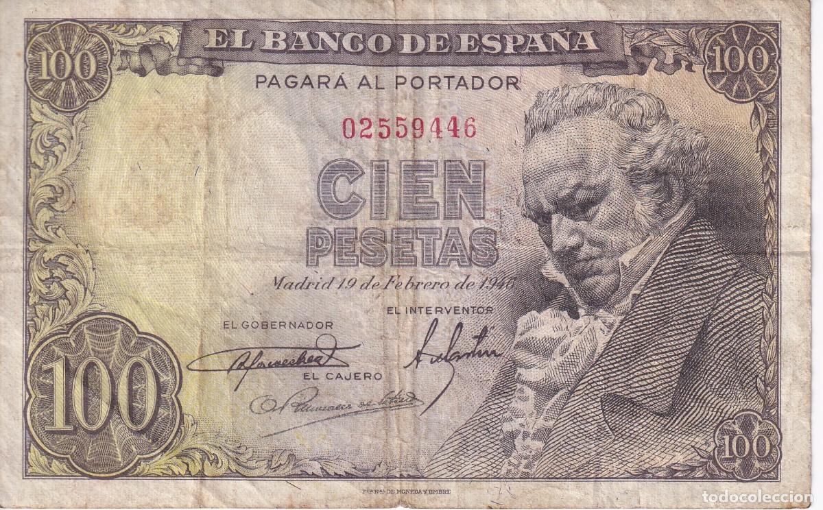 Notas espanholas: BILLETE DE 100 PESETAS DEL A&Ntilde;O 1946 DE FRANCISCO DE GOYA SIN SERIE