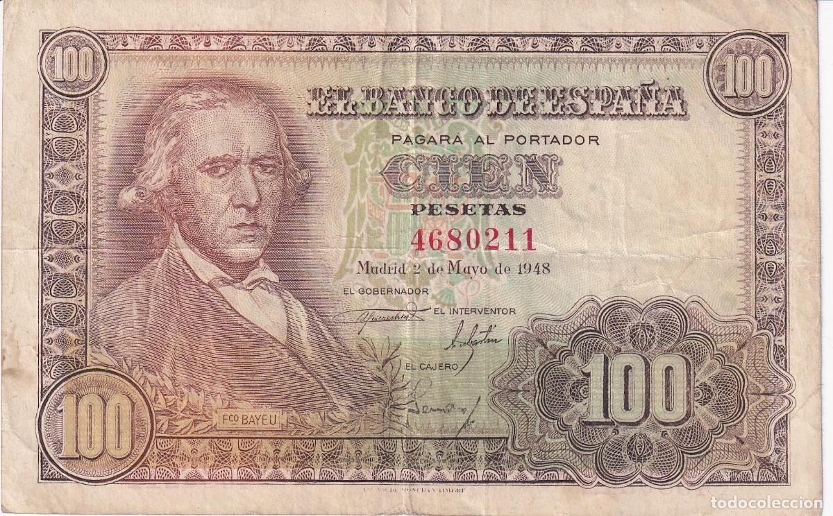 Billets espagnols: BILLETE DE ESPA&Ntilde;A DE 100 PESETAS DEL 2/05/1948 FRANCISCO BAYEU SIN SERIE
