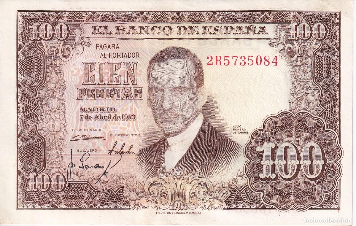 Billets espagnols: BILLETE DE 100 PESETAS DEL A&Ntilde;O 1953 DE ROMERO DE TORRES SERIE 2R EN CALIDAD EBC