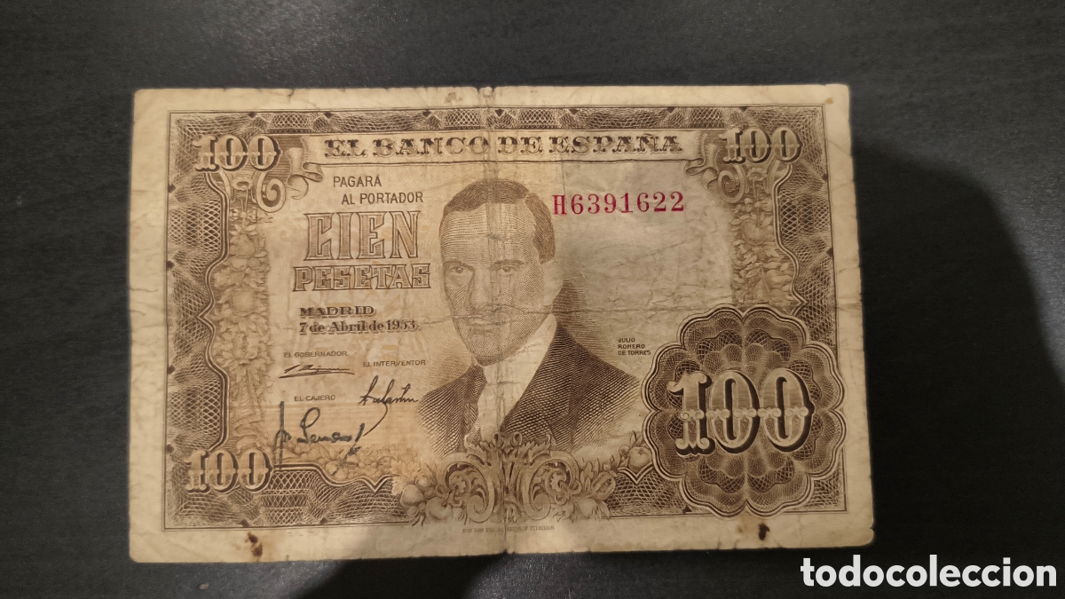 Notas espanholas: CIEN PESETAS 1953 EL BANCO DE ESPA&Ntilde;A