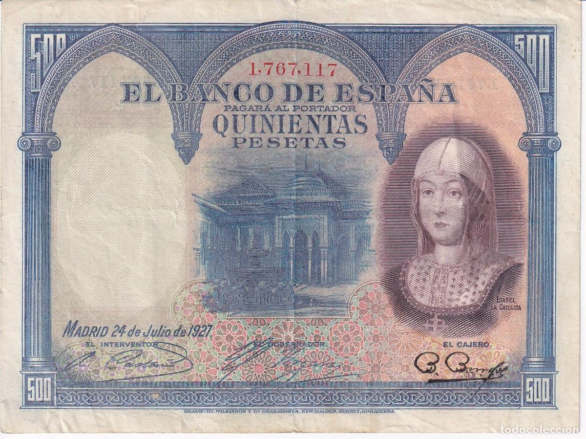 Spanische Banknoten: BILLETE DE 500 PTAS DEL A&Ntilde;O 1927 DE ISABEL LA CAT&Oacute;LICA