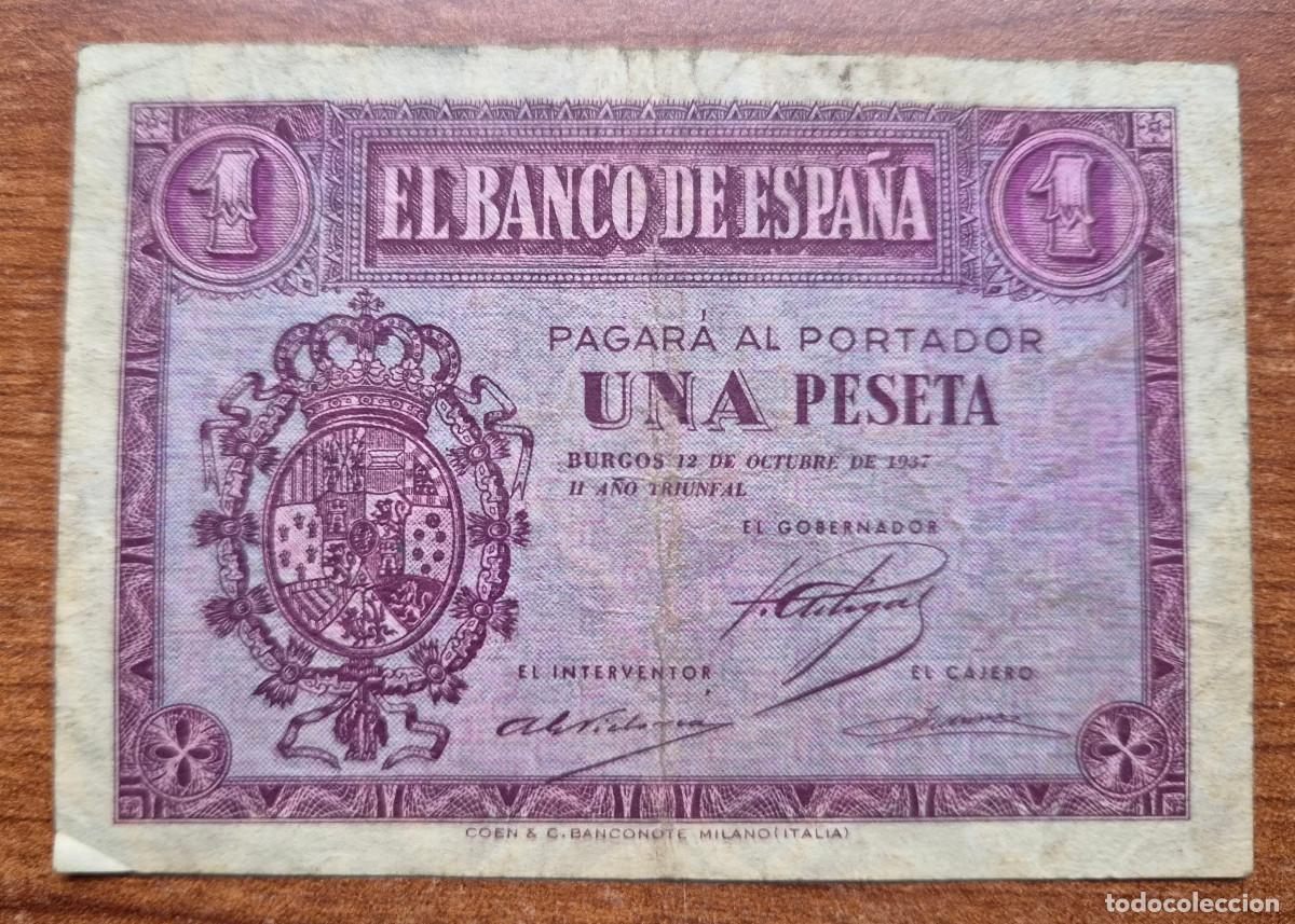 Billetes espa&ntilde;oles: ESPA&Ntilde;A. BURGOS. 1 PESETA 1937. Serie E