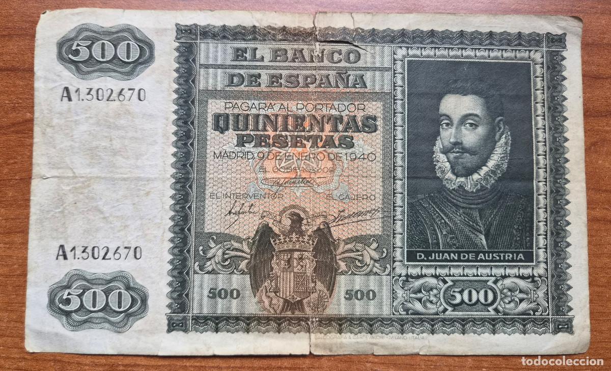 Billetes espa&ntilde;oles: ESPA&Ntilde;A. Billete 500 pesetas 1940 Serie A. Circulado