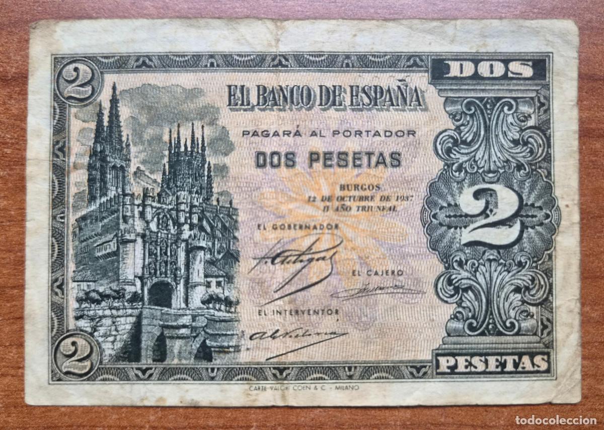 Billetes espa&ntilde;oles: ESPA&Ntilde;A. Billete 2 pesetas 1937 Serie A. Circulado. Escaso