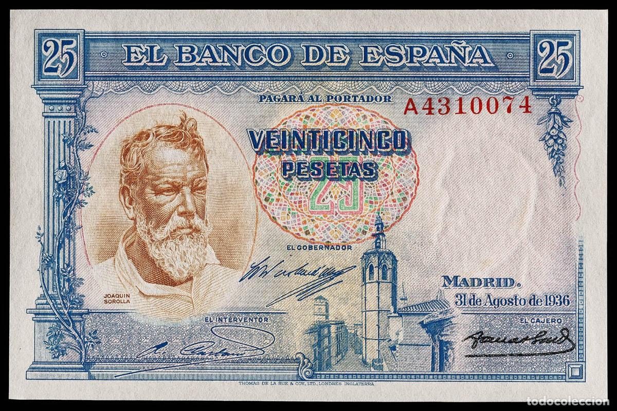 Billetes espa&ntilde;oles: 25 PESETAS 1936 SERIE A S/C
