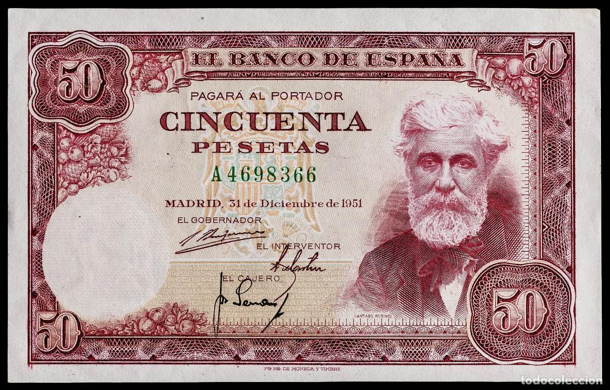 Billetes espa&ntilde;oles: 50 PESETAS 1951 SERIE A EBC+