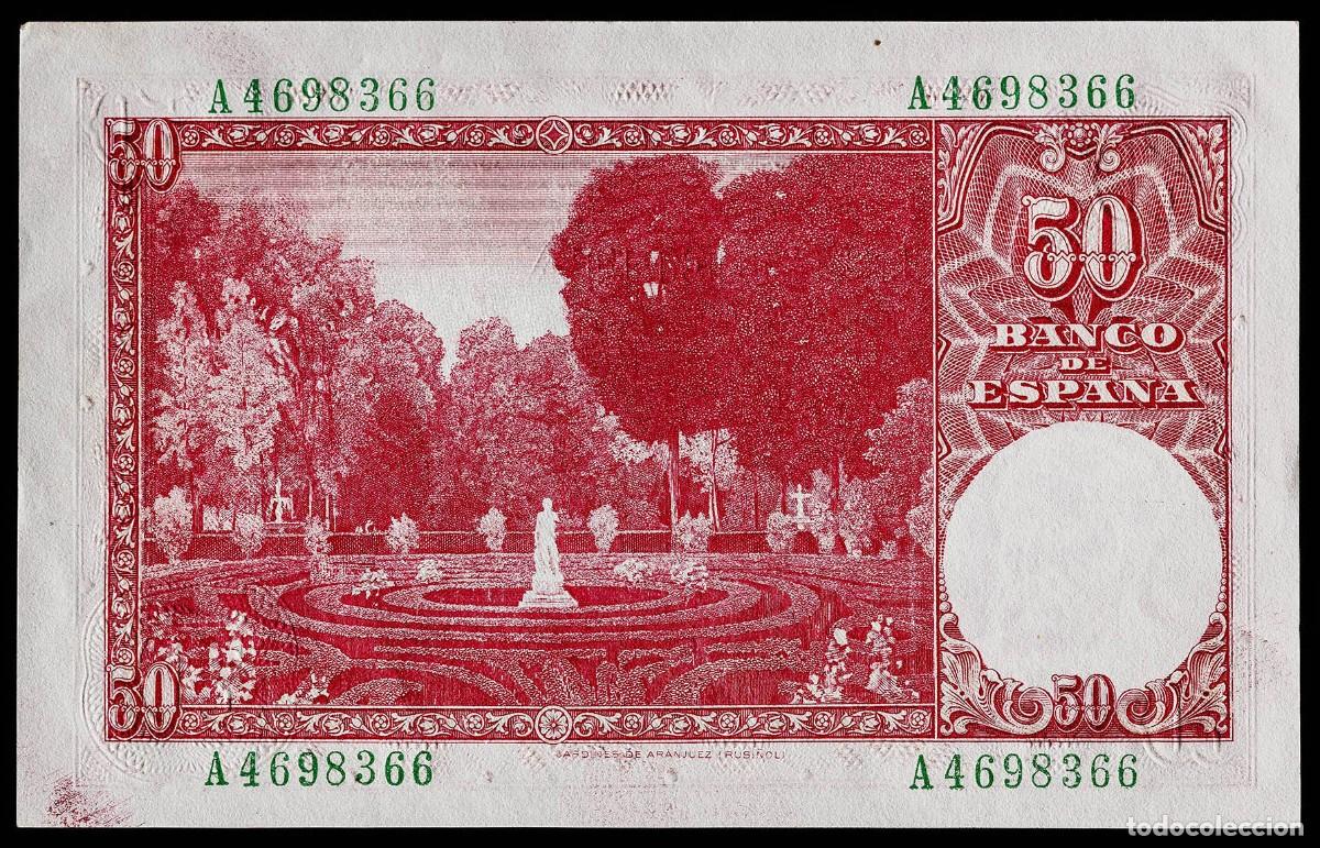 Billetes espa&ntilde;oles: 50 PESETAS 1951 SERIE A EBC+ - Foto 2