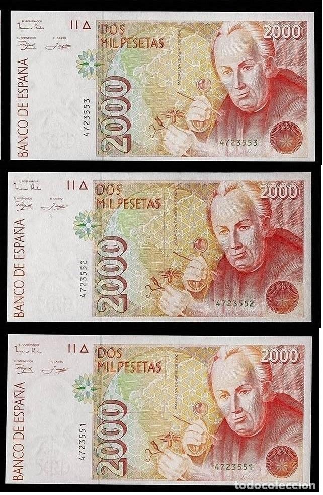 Billetes espa&ntilde;oles: TRIO CORRELATIVO 2000 PESETAS 1992 SIN SERIE S/C