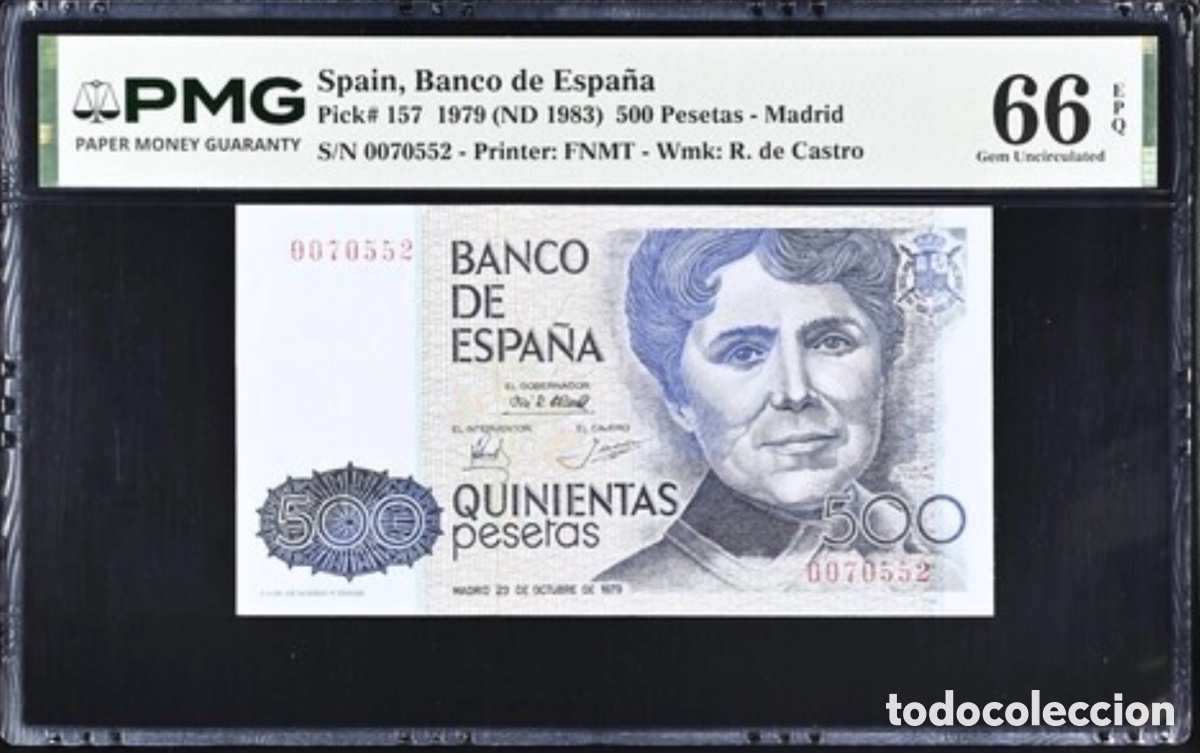 Billetes espa&ntilde;oles: Billete 500 pesetas 1979 PMG 66 Sin Serie