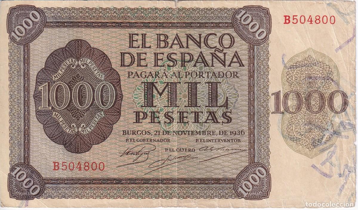 Billets espagnols: BILLETE DE BURGOS DE 1000 PESETAS DEL A&Ntilde;O 1936 DE LA SERIE B (DIFICIL)
