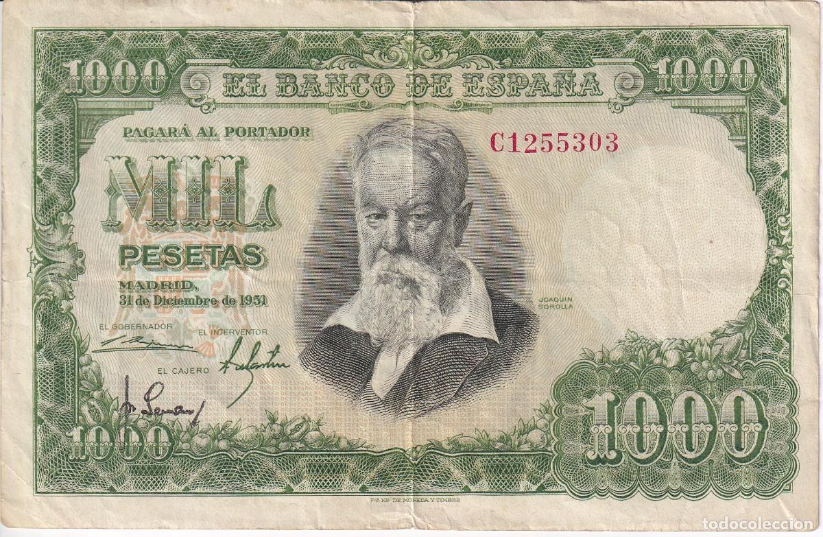 Spanish Banknotes: BILLETE DE 1000 PESETAS DEL A&Ntilde;O 1951 DEL PINTOR JOAQUIN SOROLLA SERIE C