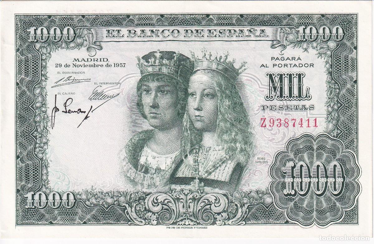 Notas espanholas: BILLETE DE 1000 PESETAS DEL A&Ntilde;O 1957 DE LOS REYES CATOLICOS SERIE Z EN CALIDAD EBC