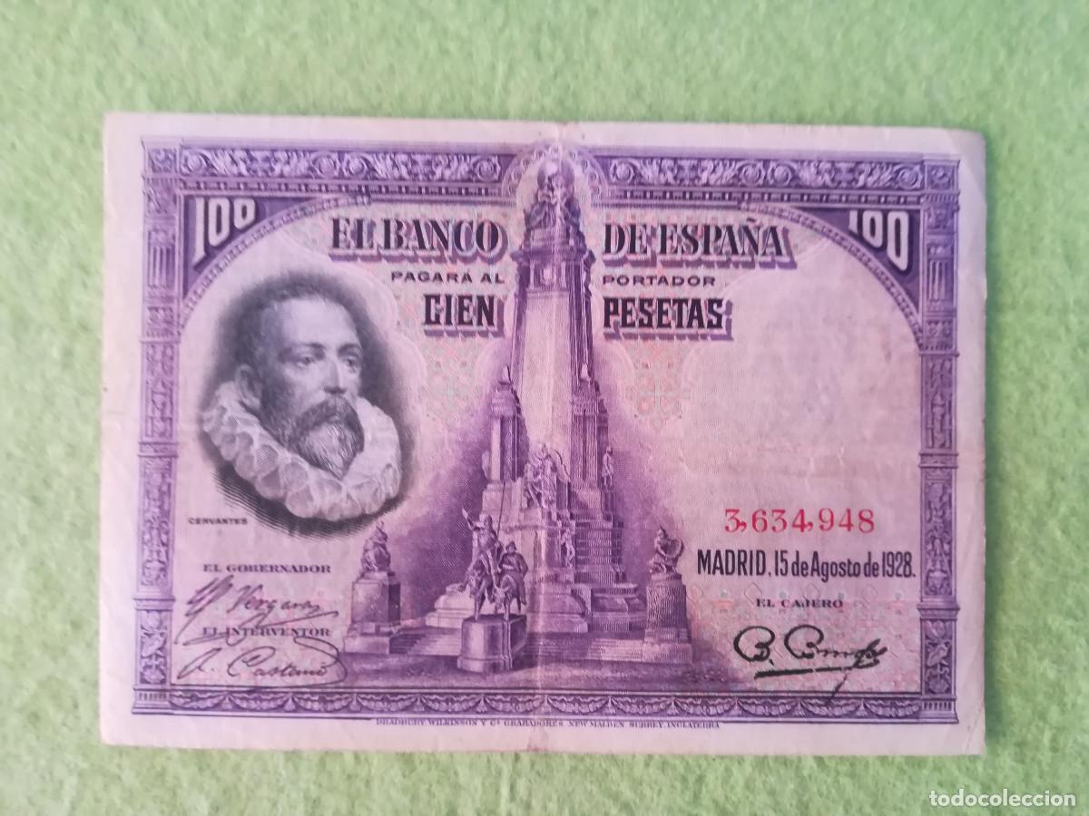 Billetes espa&ntilde;oles: Billete antiguo 100 pesetas 1928 Cervantes Banco de Espa&ntilde;a