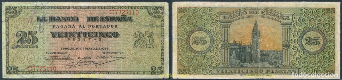 Billetes espa&ntilde;oles: 11345 ESPA&Ntilde;A 1938 25 pesetas estado espa&ntilde;ol Burgos 20 de mayo 1938