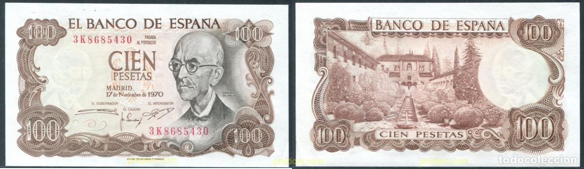 Billetes espa&ntilde;oles: 11343 ESPA&Ntilde;A 1970 100 PESETAS MANUEL FALLA 1970