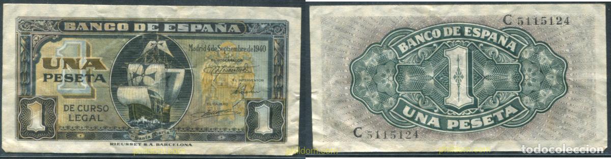Billetes espa&ntilde;oles: 11342 ESPA&Ntilde;A 1940 1 Peseta Estado espa&ntilde;ol 4 de septiembre 1940